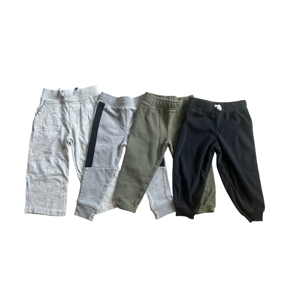 Toddler Boys Bundle of 4 Pairs of Pants Size 2T Fleece Joggers Jersey Knit Lot